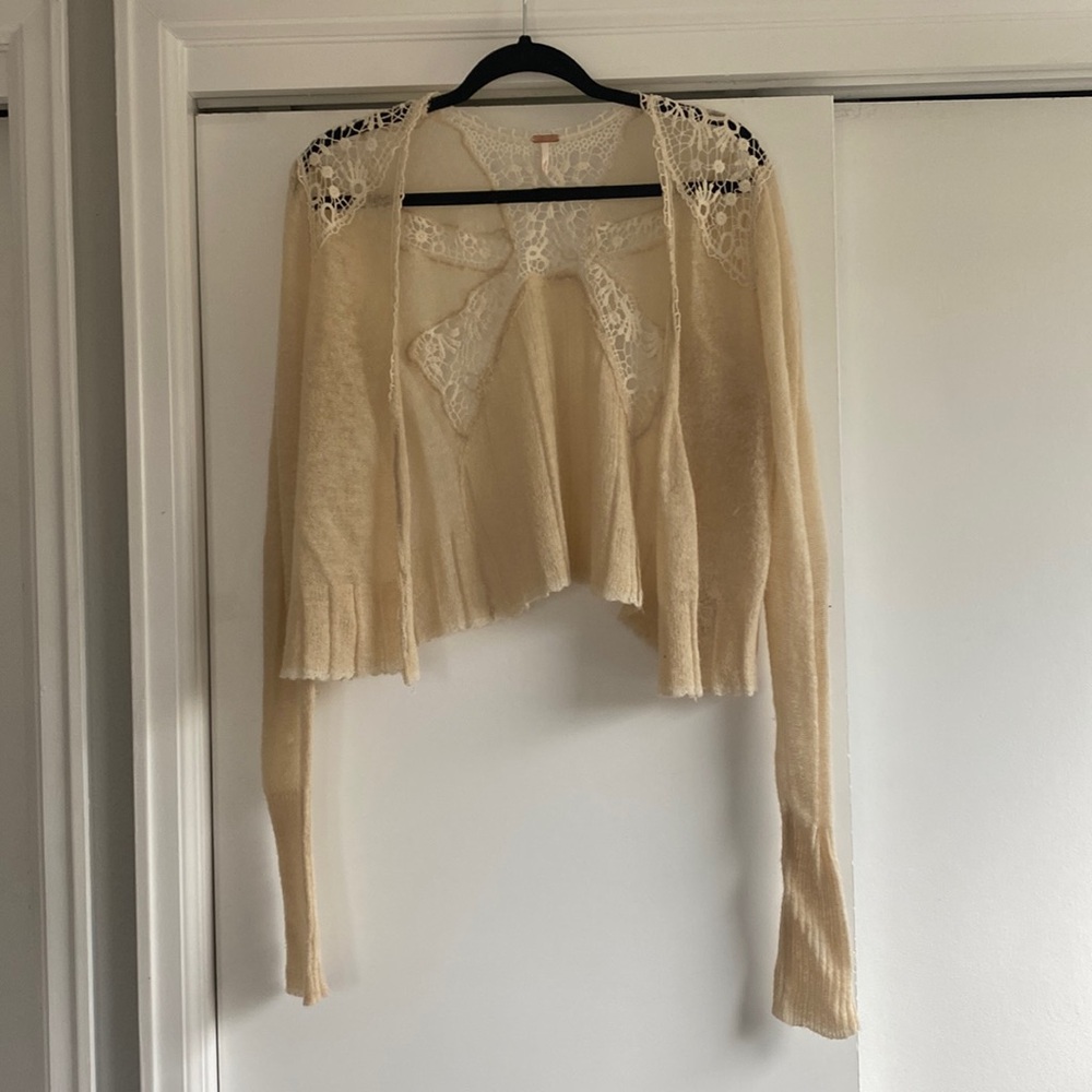 Free people cream lace cardigan